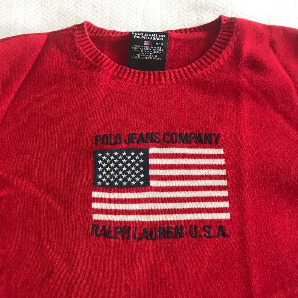 Polo by Ralph Lauren Red American Flag Crewneck Sweatshirt